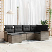 Sjedeća garnitura za vrt 6 kom. Siva poliratan 242,5 x 132,5 x 69 cm