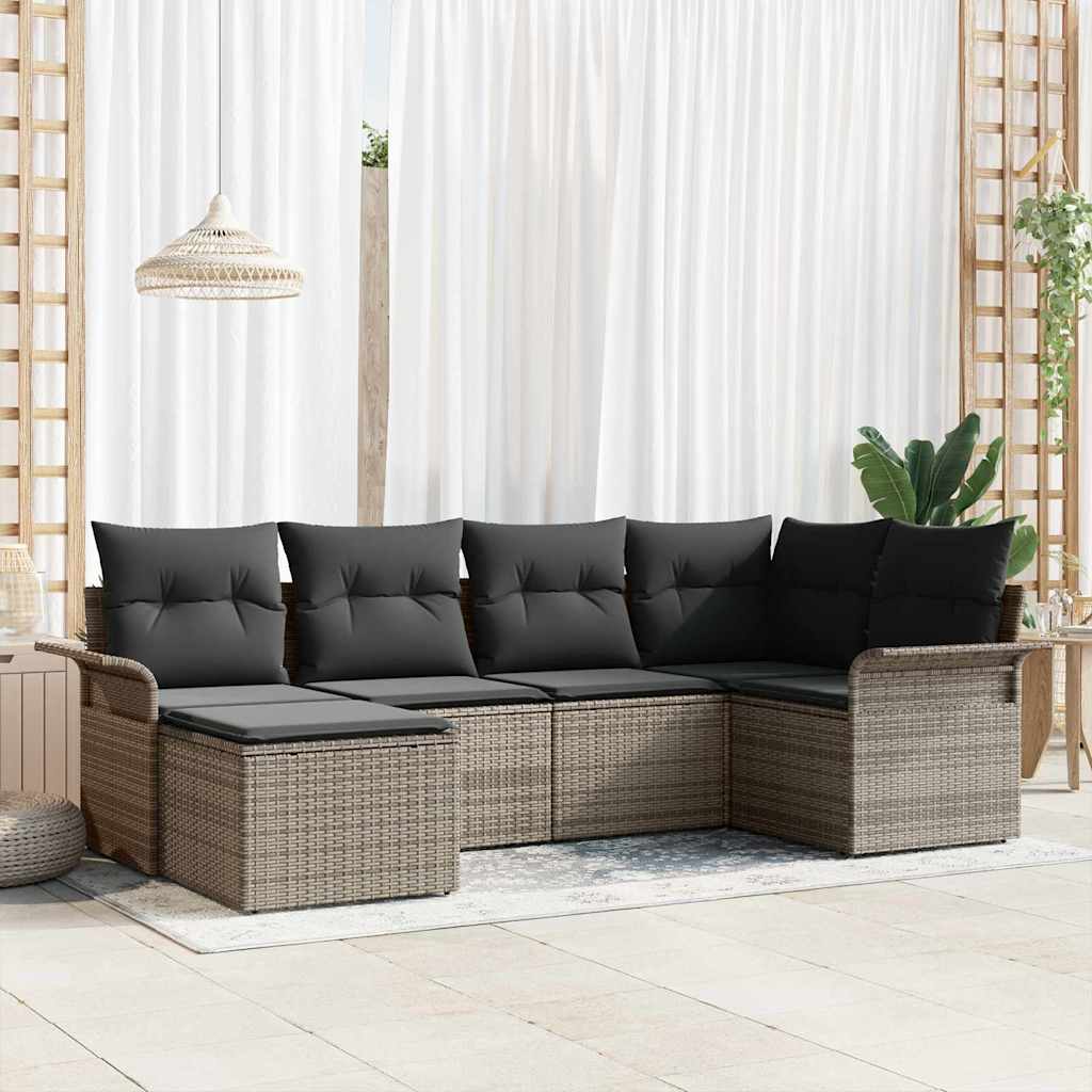 Sjedeća garnitura za vrt 6 kom. Siva poliratan 242,5 x 132,5 x 69 cm
