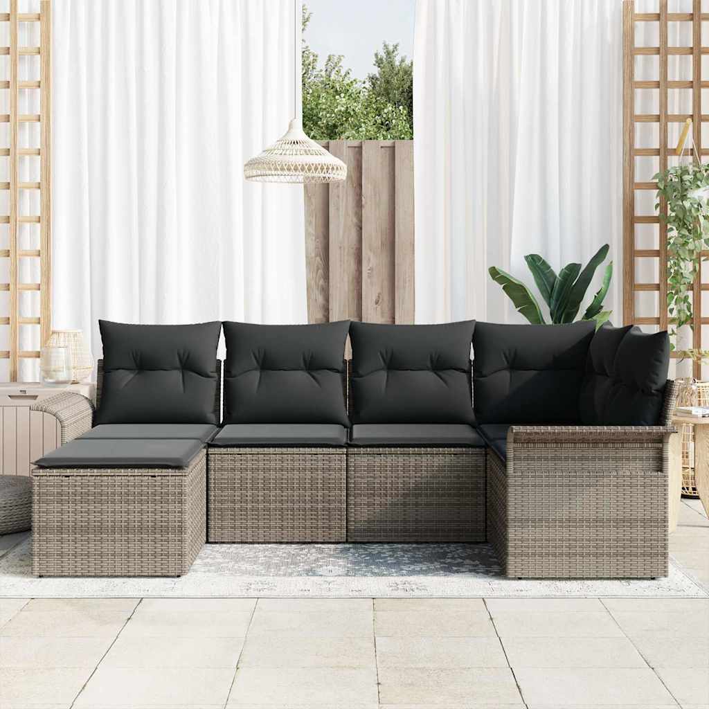 Sjedeća garnitura za vrt 6 kom. Siva poliratan 242,5 x 132,5 x 69 cm