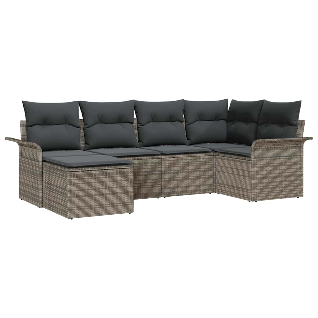 Sjedeća garnitura za vrt 6 kom. Siva poliratan 242,5 x 132,5 x 69 cm