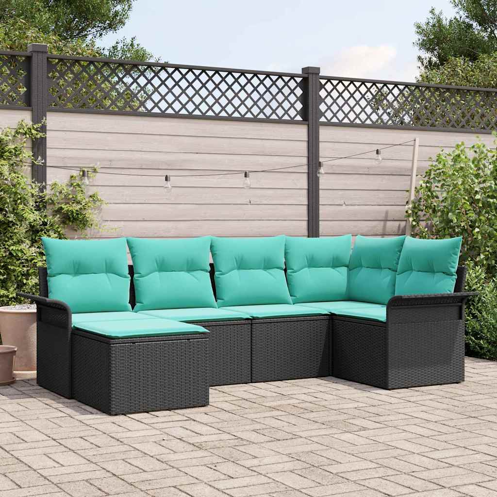 Sjedeća garnitura za vrt 6 kom. Crna poliratan 242,5 x 132,5 x 69 cm