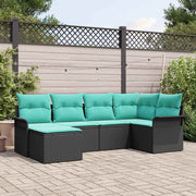 Sjedeća garnitura za vrt 6 kom. Crna poliratan 242,5 x 132,5 x 69 cm