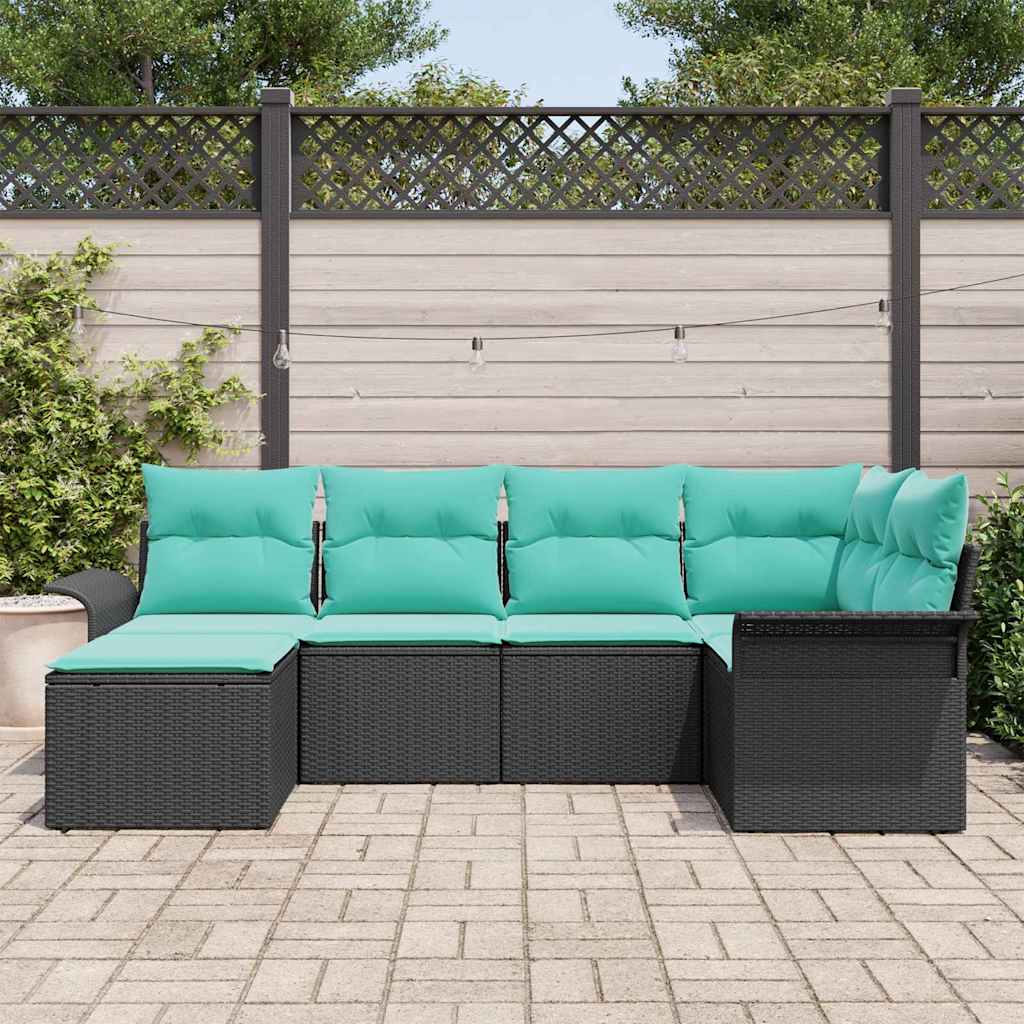 Sjedeća garnitura za vrt 6 kom. Crna poliratan 242,5 x 132,5 x 69 cm