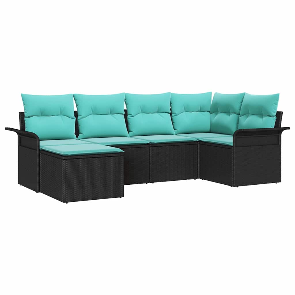 Sjedeća garnitura za vrt 6 kom. Crna poliratan 242,5 x 132,5 x 69 cm