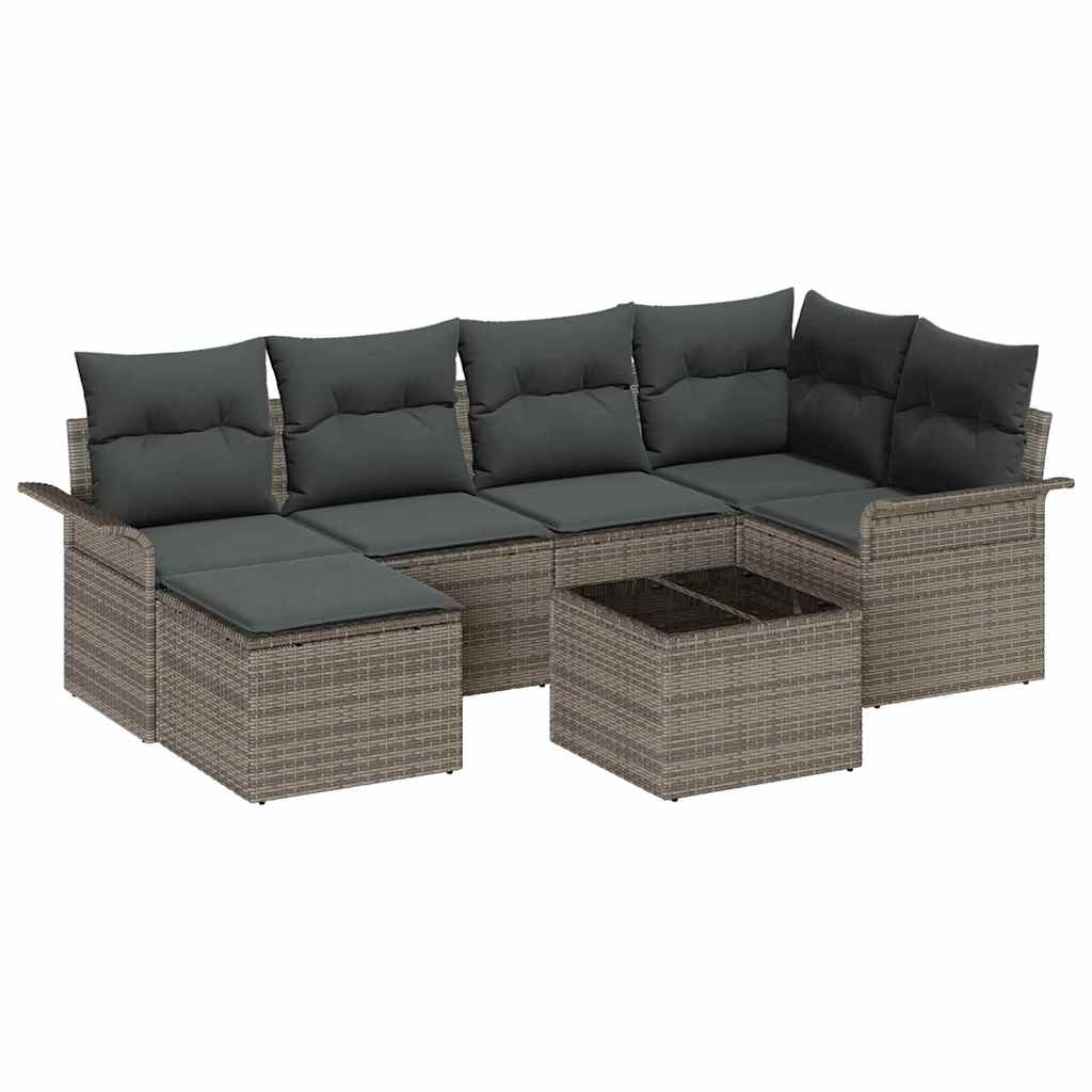 Sjedeća garnitura za vrt 7 kom. Siva poliratan 242,5 x 132,5 x 69 cm