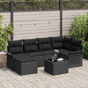 Sjedeća garnitura za vrt 7 kom. Crna poliratan 242,5 x 132,5 x 69 cm