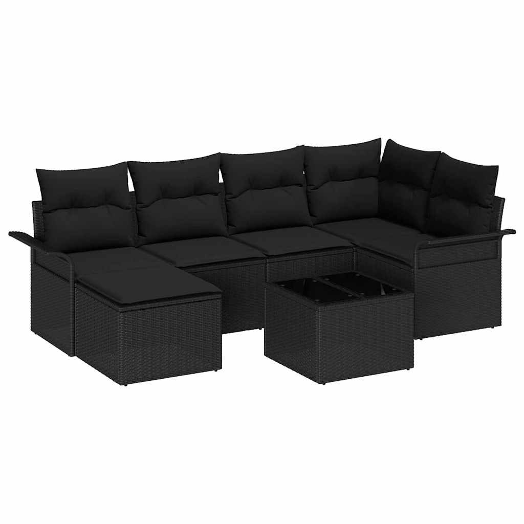 Sjedeća garnitura za vrt 7 kom. Crna poliratan 242,5 x 132,5 x 69 cm