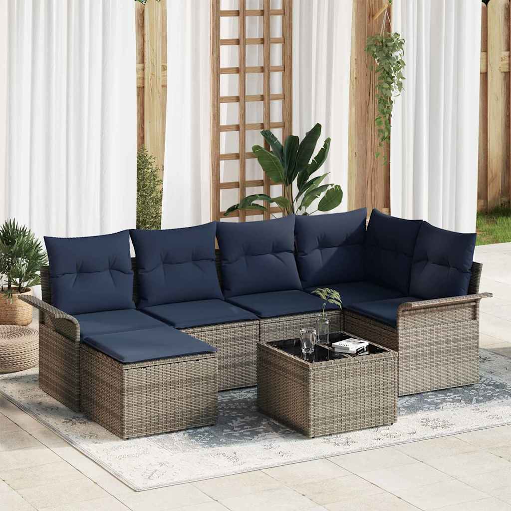 Sjedeća garnitura za vrt 7 kom. Siva poliratan 242,5 x 132,5 x 69 cm