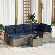 Sjedeća garnitura za vrt 7 kom. Siva poliratan 242,5 x 132,5 x 69 cm