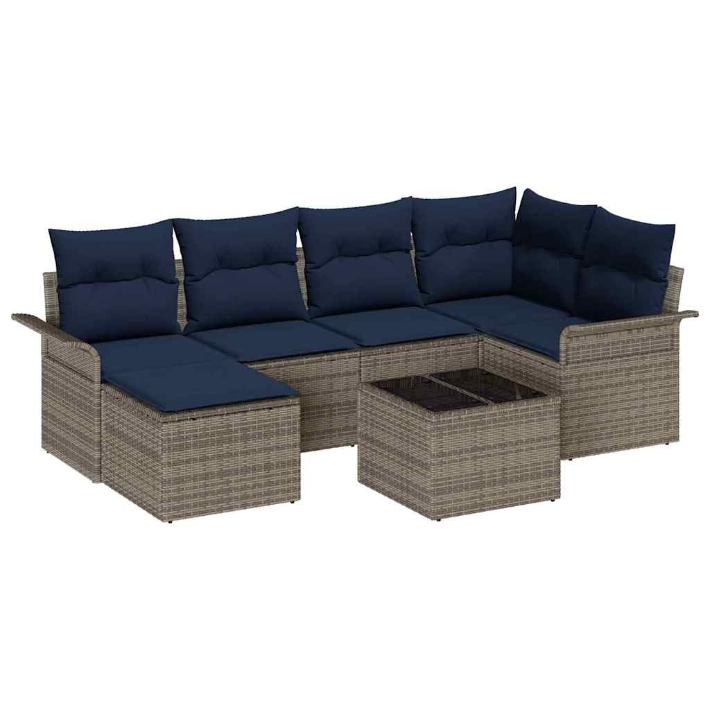 Sjedeća garnitura za vrt 7 kom. Siva poliratan 242,5 x 132,5 x 69 cm