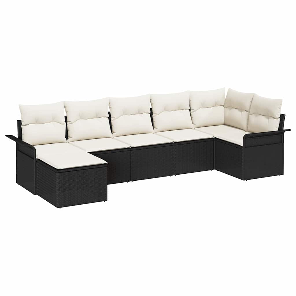 Sjedeća garnitura za vrt 7 kom. Crna poliratan 297,5 x 132,5 x 69 cm