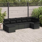 Sjedeća garnitura za vrt 7 kom. Crna poliratan 297,5 x 132,5 x 69 cm