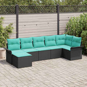 Sjedeća garnitura za vrt 7 kom. Crna poliratan 297,5 x 132,5 x 69 cm