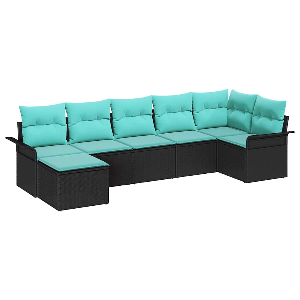 Sjedeća garnitura za vrt 7 kom. Crna poliratan 297,5 x 132,5 x 69 cm
