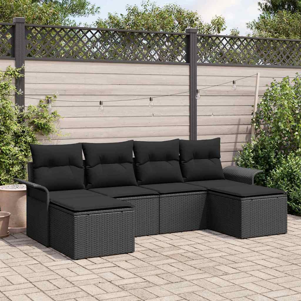 Sjedeća garnitura za vrt 6 kom. Crna poliratan 251 x 117 x 69 cm