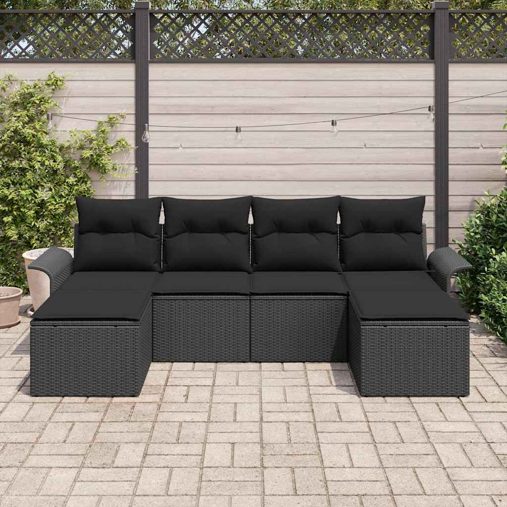 Sjedeća garnitura za vrt 6 kom. Crna poliratan 251 x 117 x 69 cm
