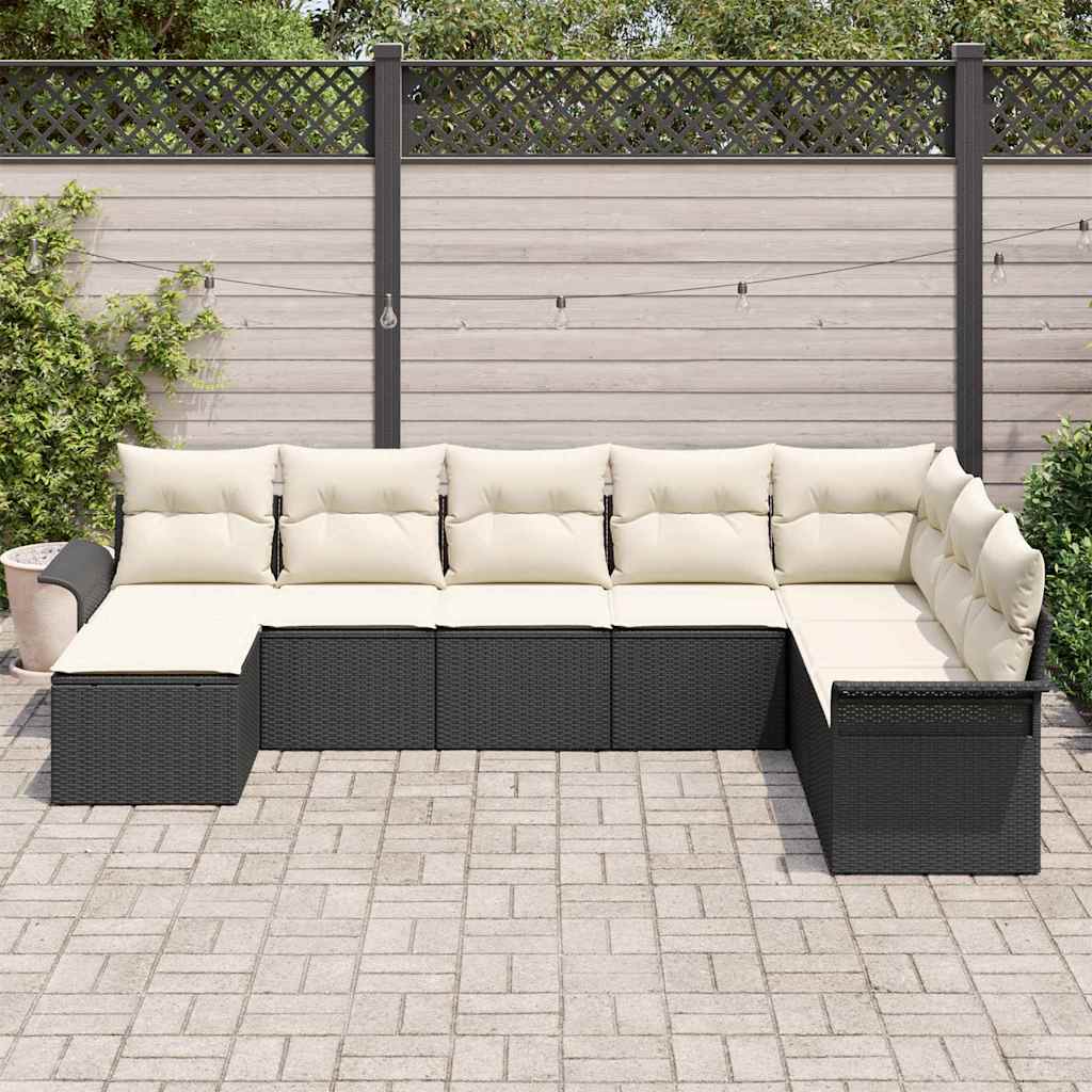 Sjedeća garnitura za vrt 8 kom. Crna Poli ratan 297,5 x 187,5 x 85 cm