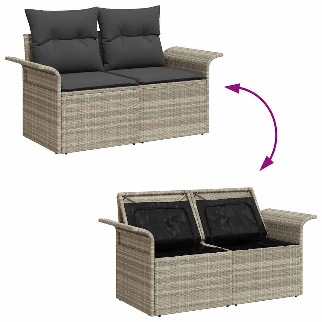 Sjedeća garnitura za vrt 9 kom. Siva Poli ratan Svjetlosiva 297,5 x 187,5 x 85 cm