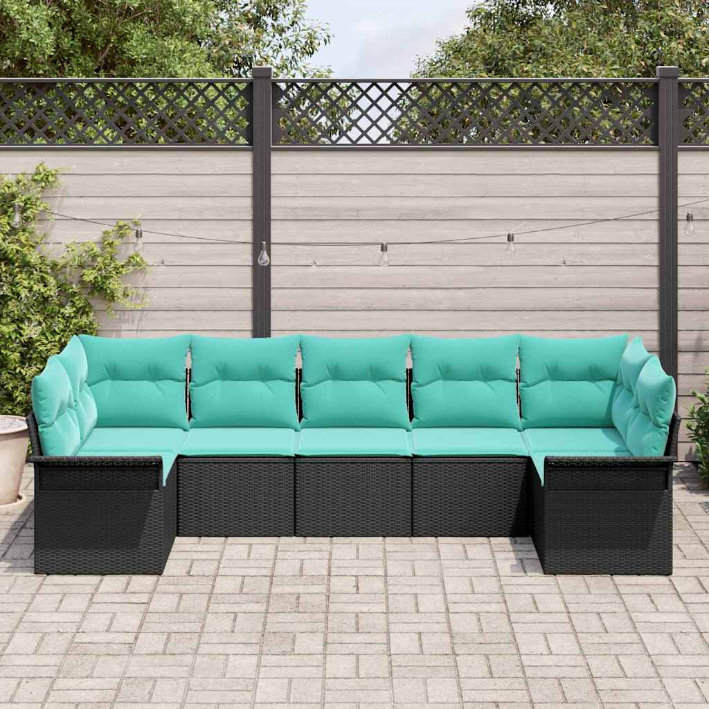 Sjedeća garnitura za vrt 7 kom. Crna Poli ratan 289 x 132.5 x 85 cm