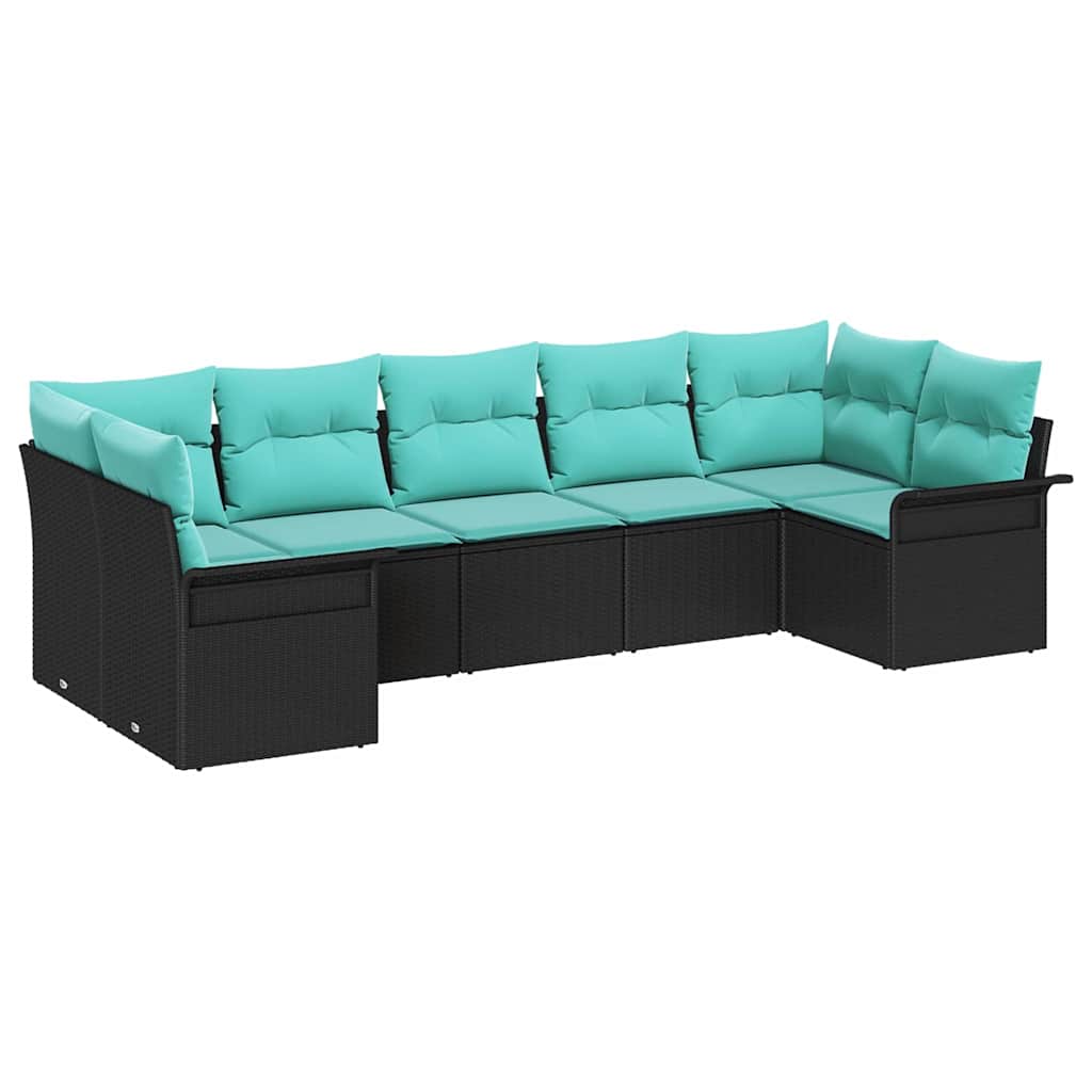 Sjedeća garnitura za vrt 7 kom. Crna Poli ratan 289 x 132.5 x 85 cm