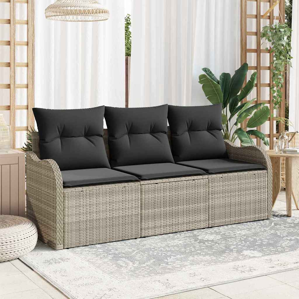 Sjedeća garnitura za vrt 3 kom. Svjetlosiva Poli ratan 176 x 62 x 85 cm