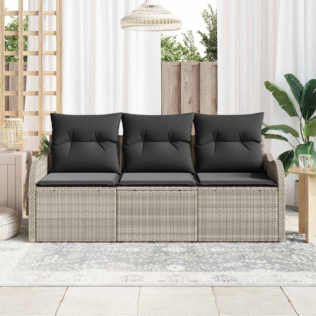 Sjedeća garnitura za vrt 3 kom. Svjetlosiva Poli ratan 176 x 62 x 85 cm