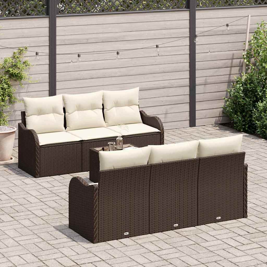 Sjedeća garnitura za vrt 7 kom. 6-Broj sjedala Smeđa i krem 176 x 62 x 85 cm