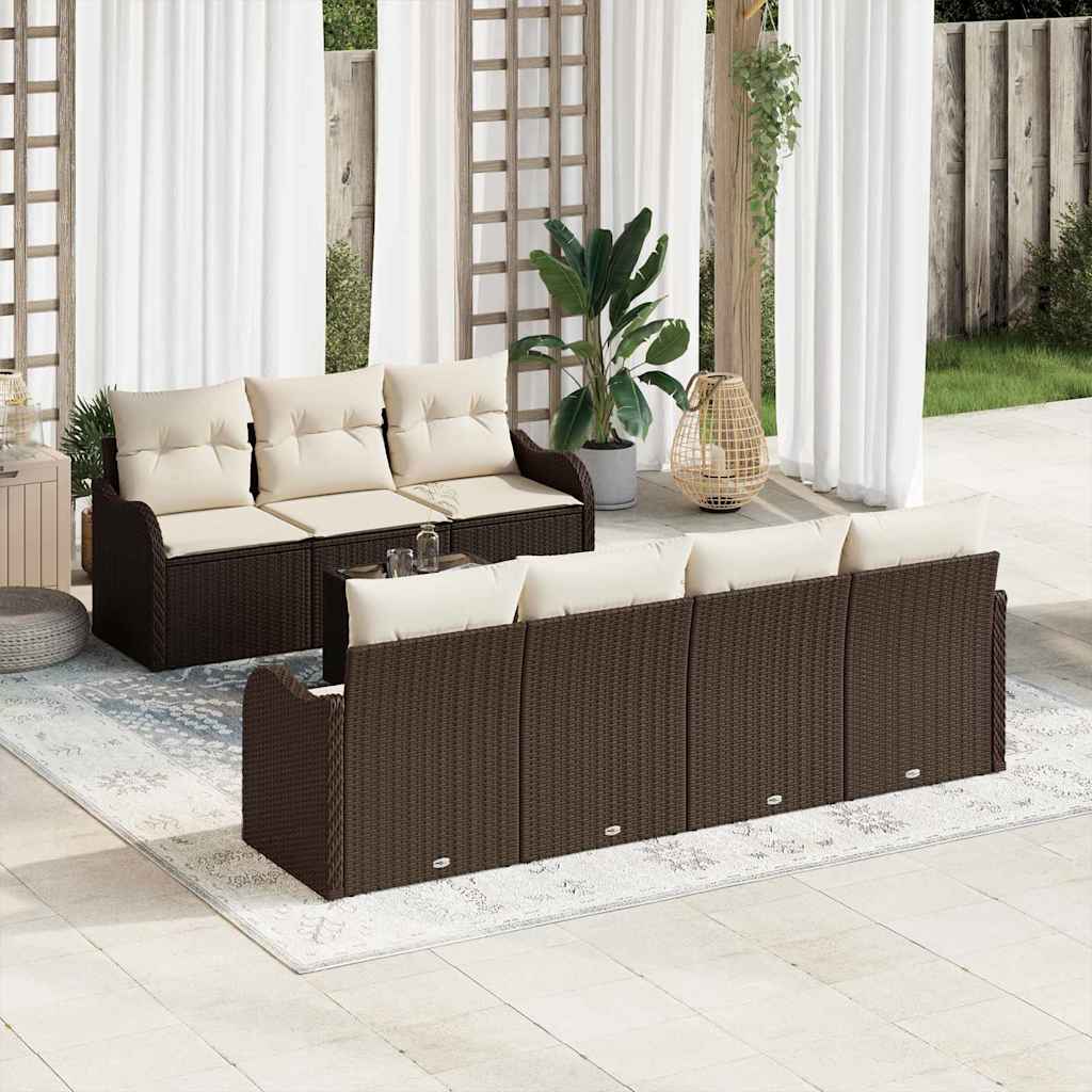 Sjedeća garnitura za vrt 8 kom. 7-Broj sjedala Smeđa i krem 231 x 62 x 85 cm