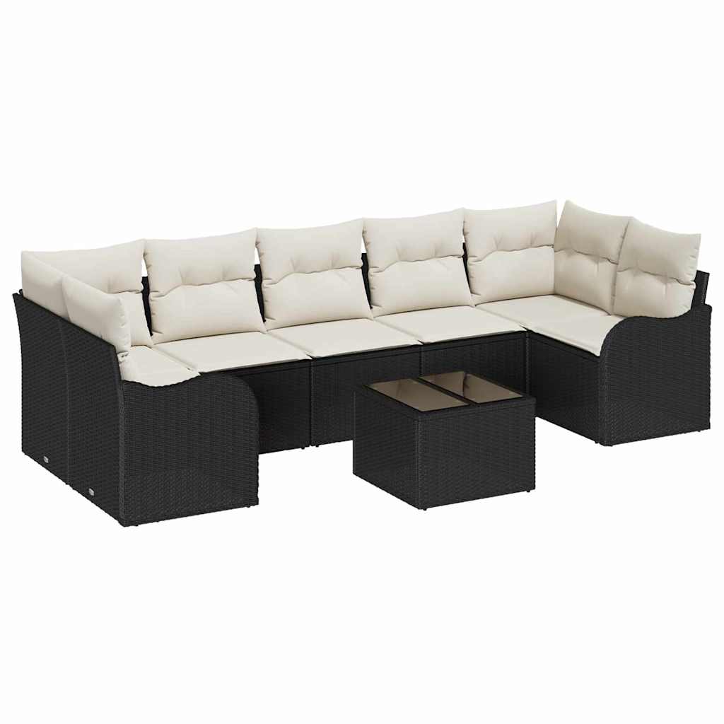 Sjedeća garnitura za vrt 8 kom. 7-Broj sjedala Crna i Krema 289 x 122,5 x 85 cm