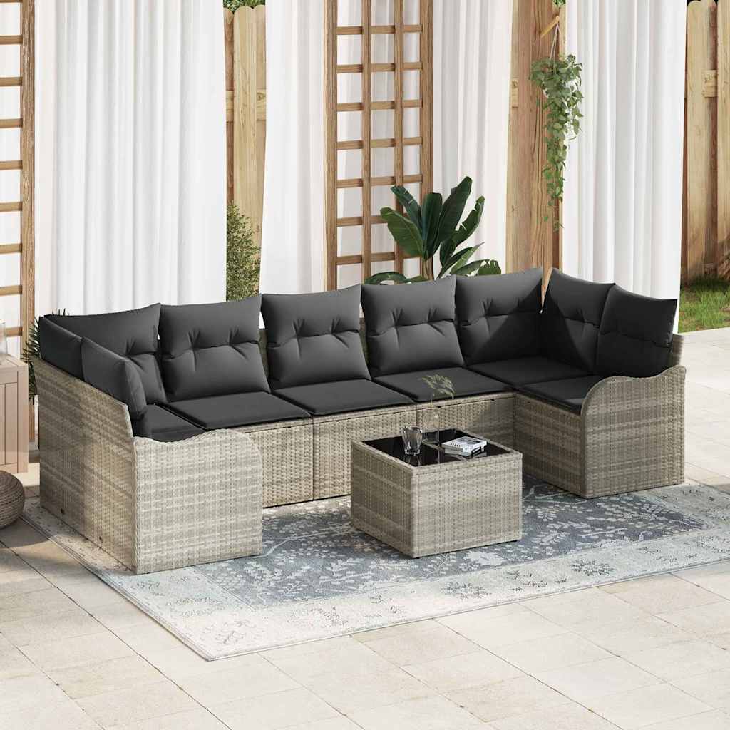 Sjedeća garnitura za vrt 8 kom. 7-Broj sjedala Svjetlosiva 289 x 122,5 x 85 cm