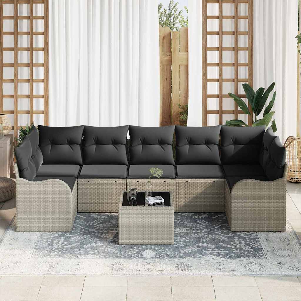 Sjedeća garnitura za vrt 8 kom. 7-Broj sjedala Svjetlosiva 289 x 122,5 x 85 cm