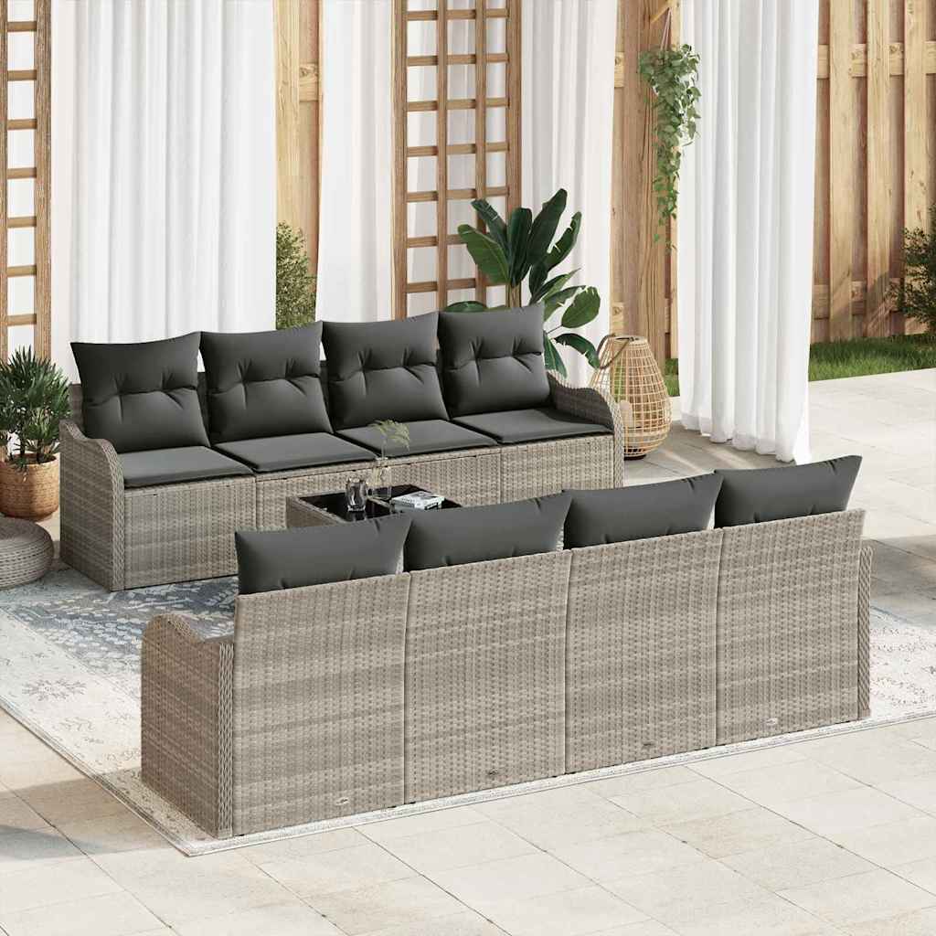 Sjedeća garnitura za vrt 9 kom. 8-Broj sjedala Svjetlosiva 231 x 62 x 85 cm