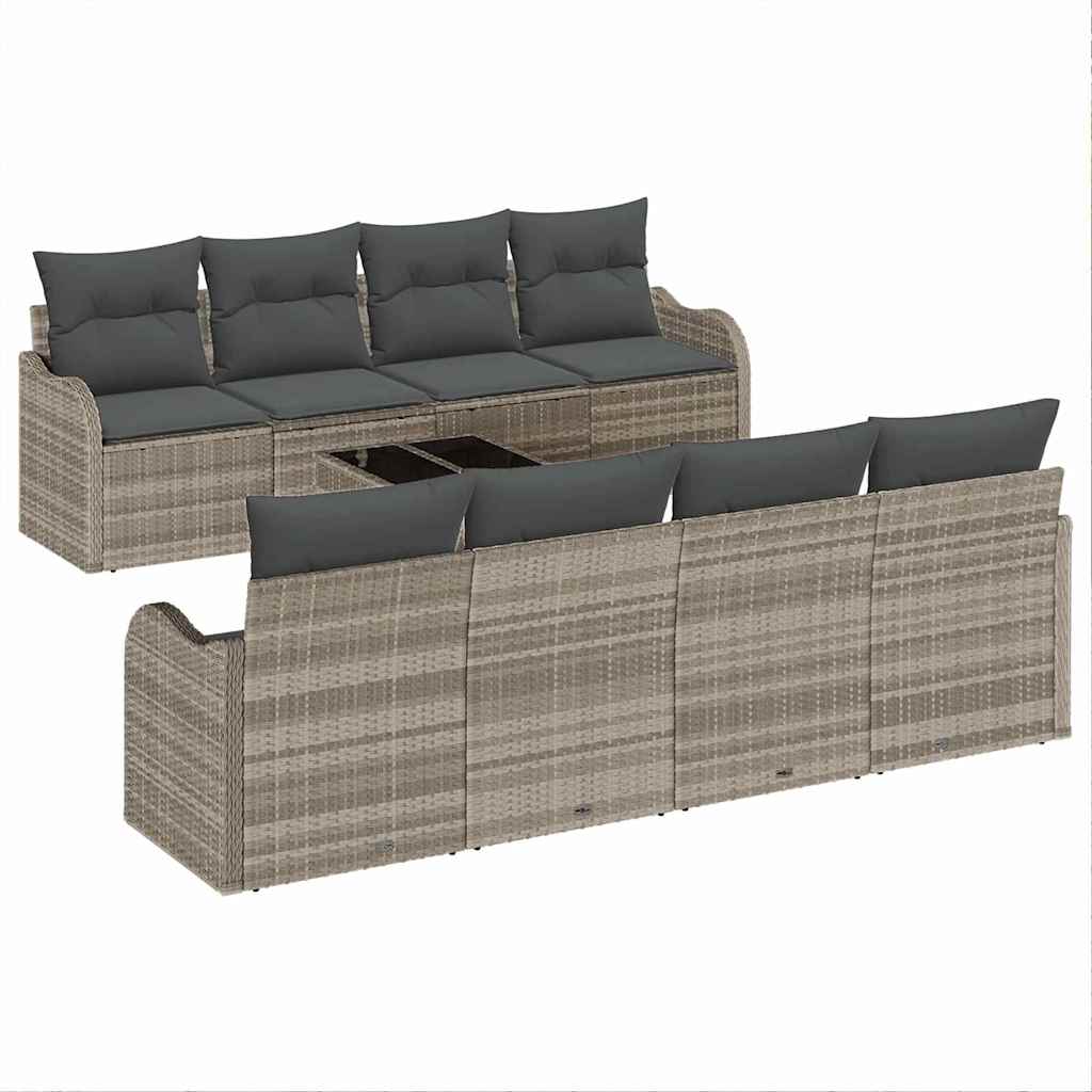 Sjedeća garnitura za vrt 9 kom. 8-Broj sjedala Svjetlosiva 231 x 62 x 85 cm