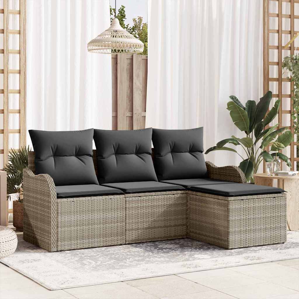 Sjedeća garnitura za vrt 4 kom. Svijetlo siva poliratan Svjetlosiva 176 x 117 x 69 cm
