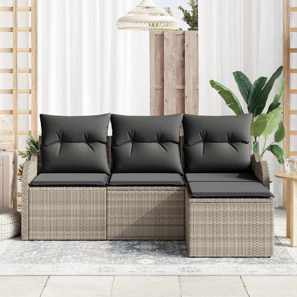 Sjedeća garnitura za vrt 4 kom. Svijetlo siva poliratan Svjetlosiva 176 x 117 x 69 cm
