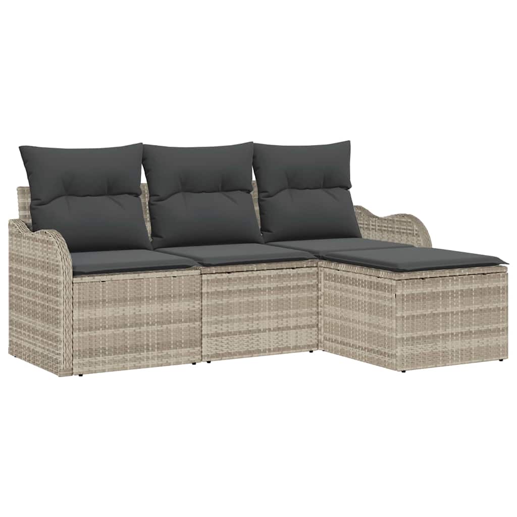 Sjedeća garnitura za vrt 4 kom. Svijetlo siva poliratan Svjetlosiva 176 x 117 x 69 cm