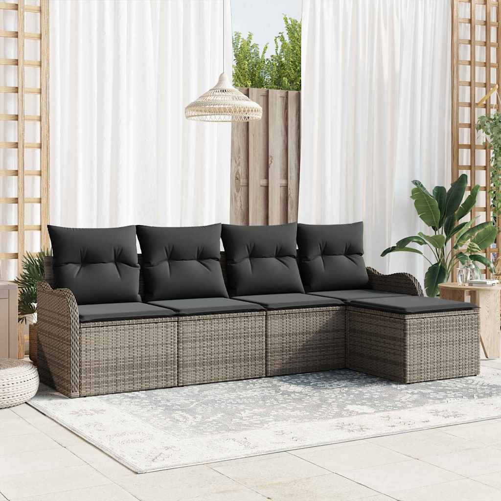 Sjedeća garnitura za vrt 5 kom. Siva poliratan 231 x 117 x 69 cm