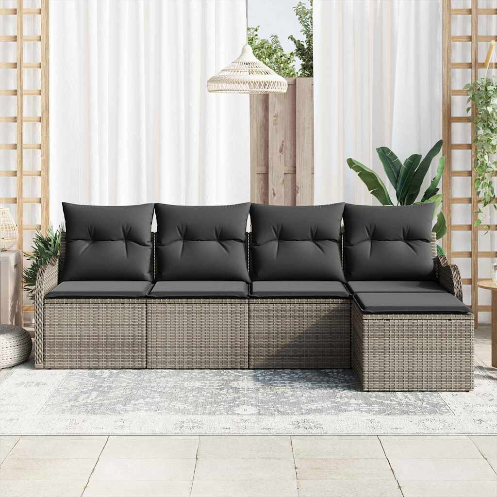 Sjedeća garnitura za vrt 5 kom. Siva poliratan 231 x 117 x 69 cm