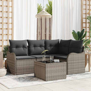 Sjedeća garnitura za vrt 5 kom. Crna poliratan Siva 177,5 x 122,5 x 69 cm