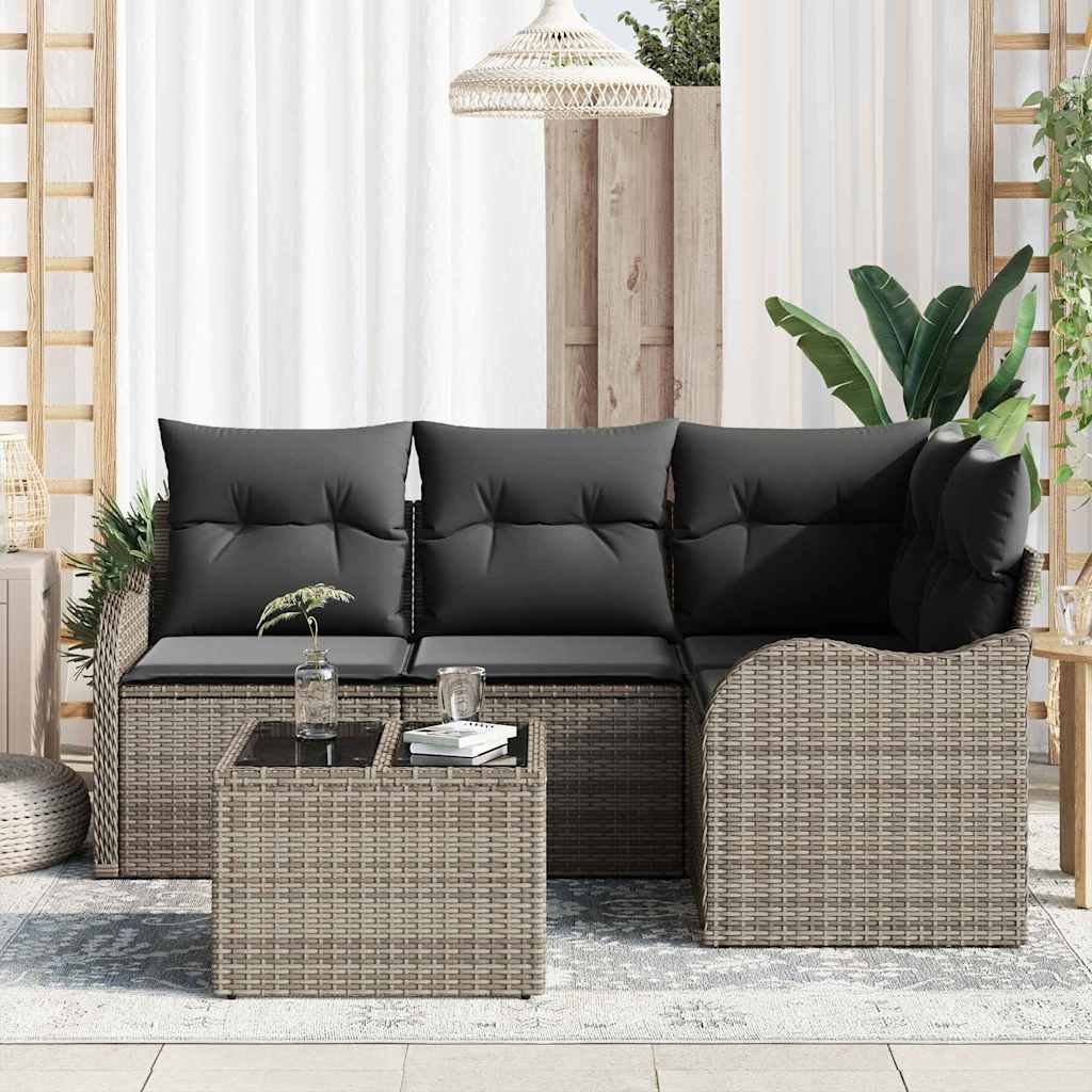 Sjedeća garnitura za vrt 5 kom. Crna poliratan Siva 177,5 x 122,5 x 69 cm