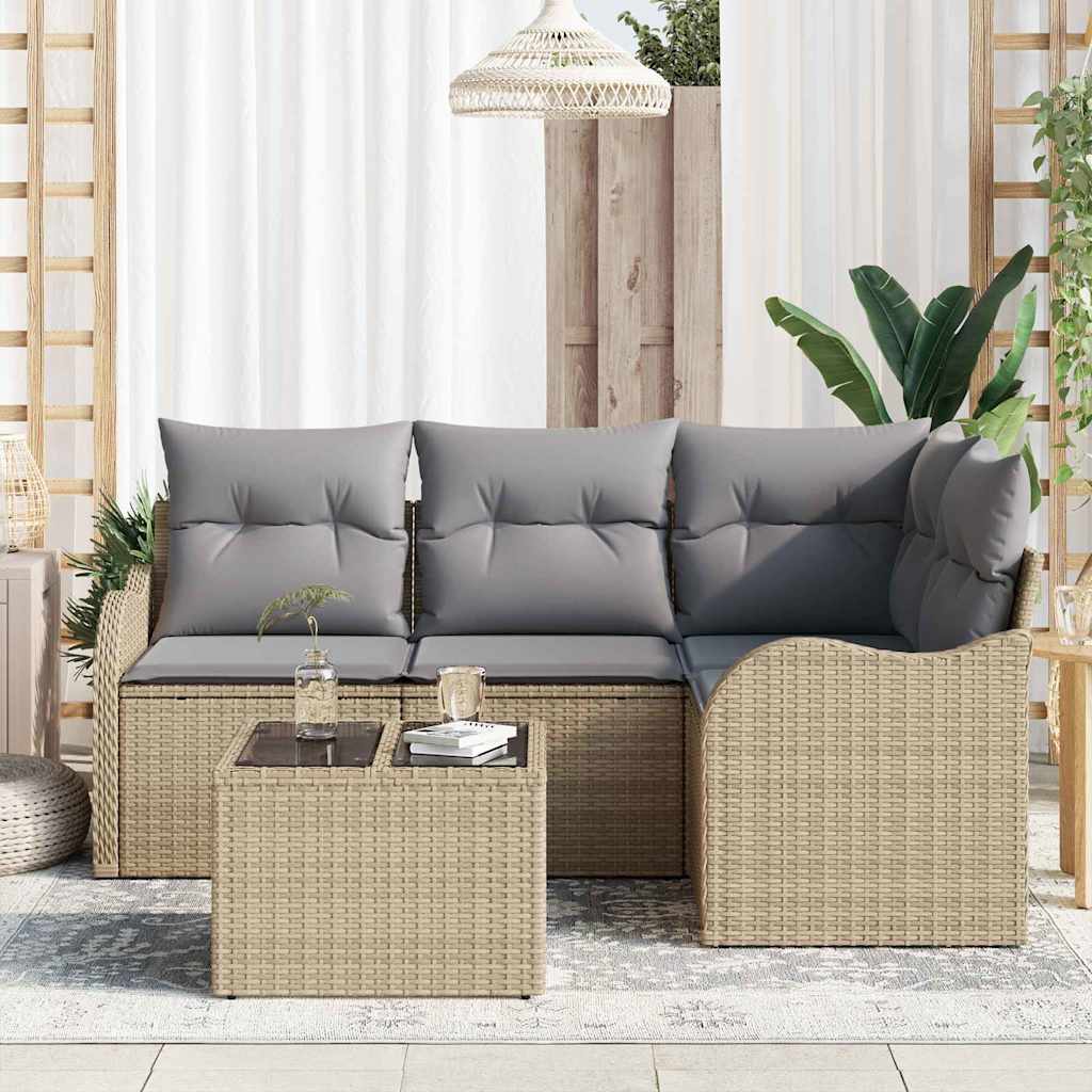 Sjedeća garnitura za vrt 5 kom. Crna poliratan Bež 177,5 x 122,5 x 69 cm