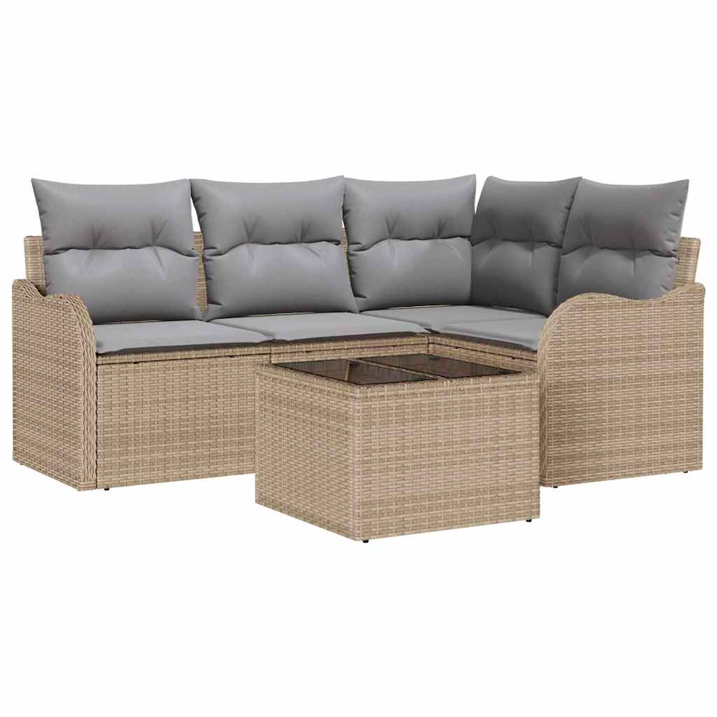 Sjedeća garnitura za vrt 5 kom. Crna poliratan Bež 177,5 x 122,5 x 69 cm