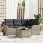 Sjedeća garnitura za vrt 5 kom. Siva poliratan Svjetlosiva 177,5 x 122,5 x 69 cm