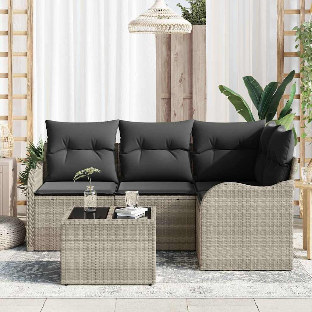 Sjedeća garnitura za vrt 5 kom. Siva poliratan Svjetlosiva 177,5 x 122,5 x 69 cm