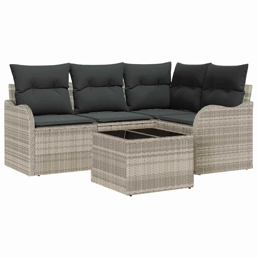 Sjedeća garnitura za vrt 5 kom. Siva poliratan Svjetlosiva 177,5 x 122,5 x 69 cm