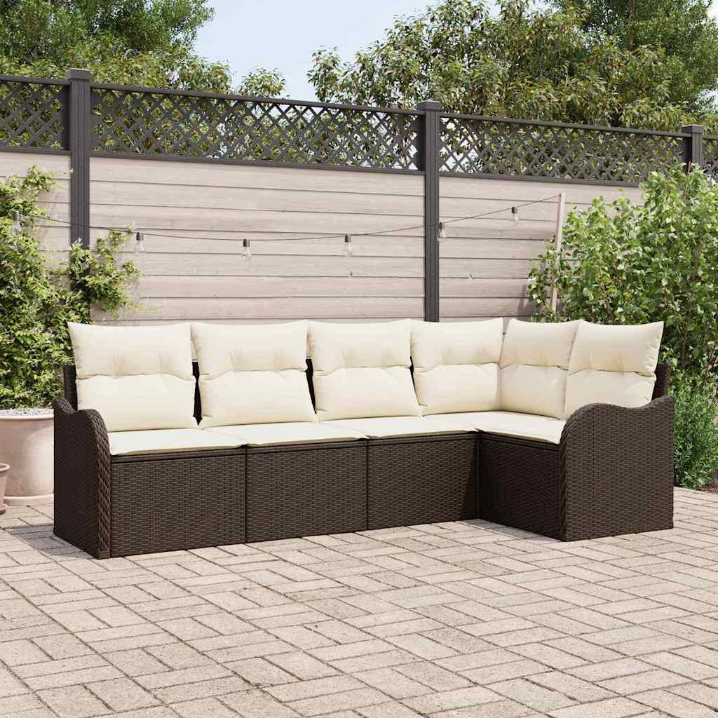 Sjedeća garnitura za vrt 5 kom. Smeđa poliratan 232,5 x 122,5 x 69 cm