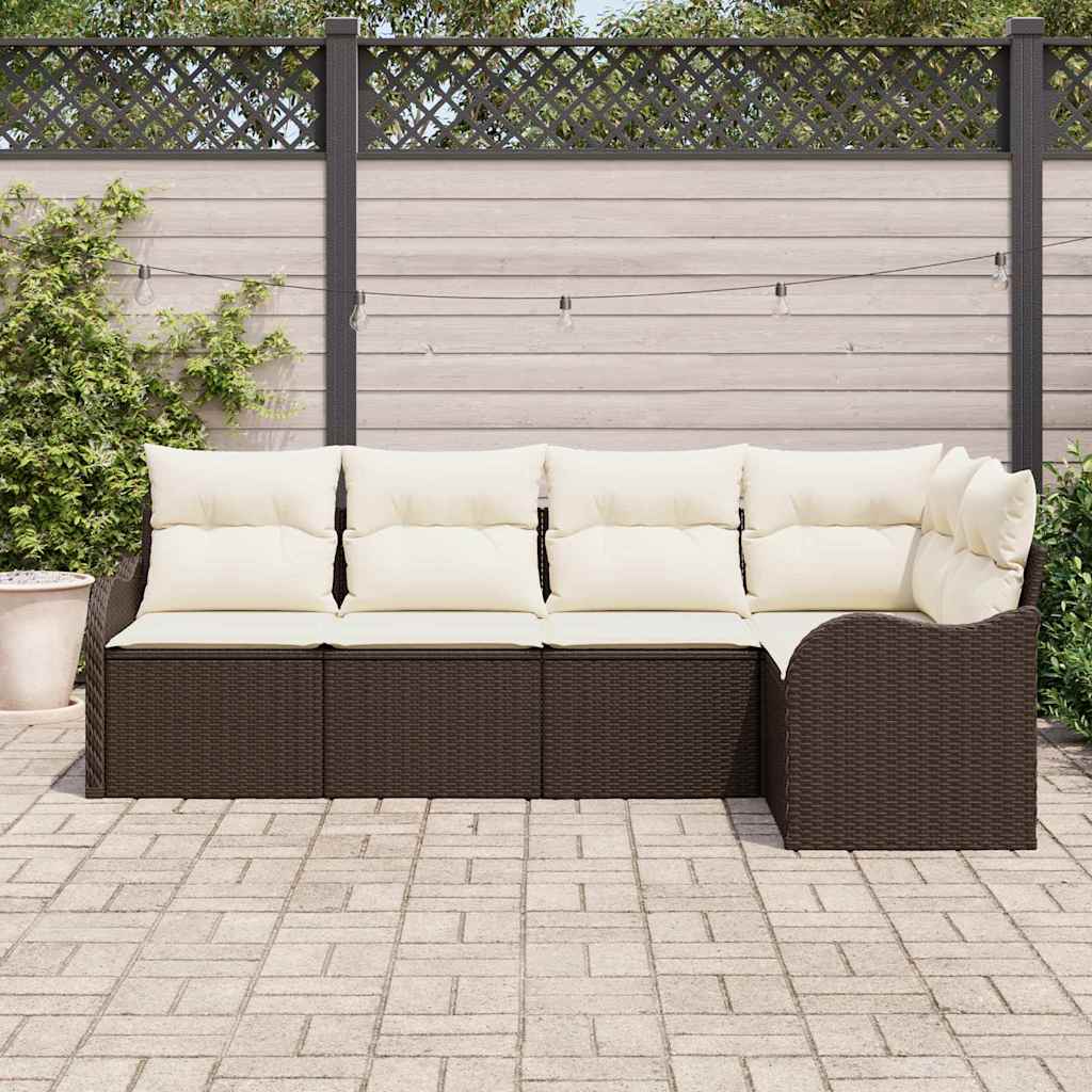 Sjedeća garnitura za vrt 5 kom. Smeđa poliratan 232,5 x 122,5 x 69 cm