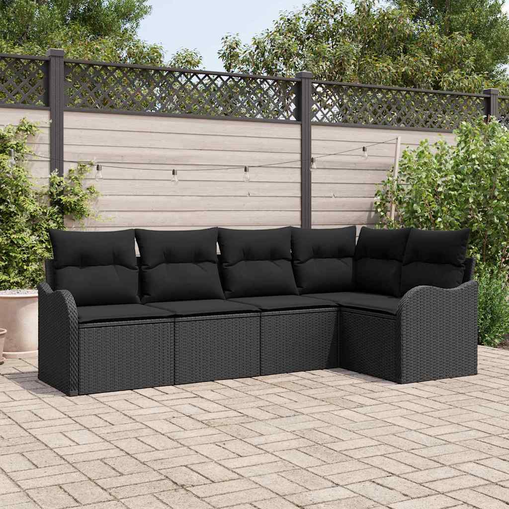 Sjedeća garnitura za vrt 5 kom. Crna poliratan 232,5 x 122,5 x 69 cm