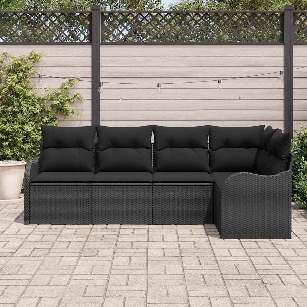 Sjedeća garnitura za vrt 5 kom. Crna poliratan 232,5 x 122,5 x 69 cm