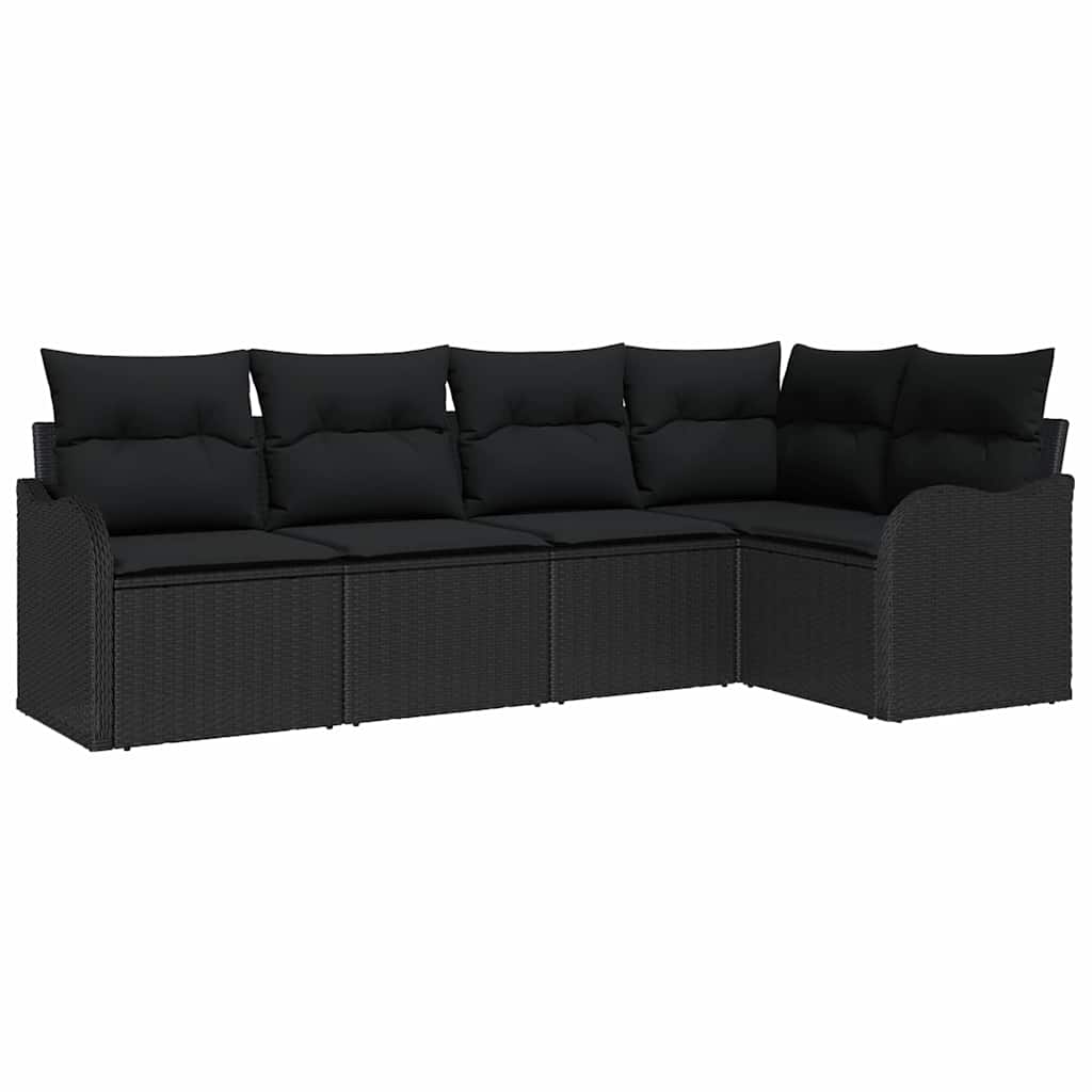 Sjedeća garnitura za vrt 5 kom. Crna poliratan 232,5 x 122,5 x 69 cm